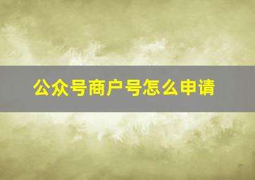 公众号商户号怎么申请