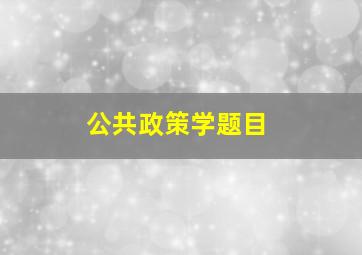 公共政策学题目