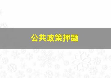 公共政策押题