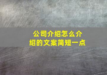 公司介绍怎么介绍的文案简短一点