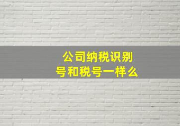 公司纳税识别号和税号一样么