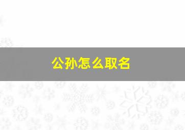 公孙怎么取名