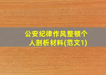 公安纪律作风整顿个人剖析材料(范文1)