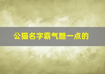 公猫名字霸气酷一点的