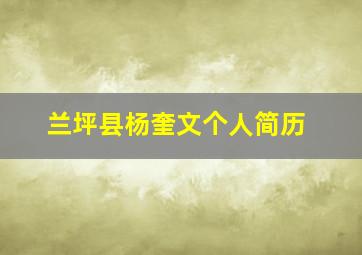 兰坪县杨奎文个人简历