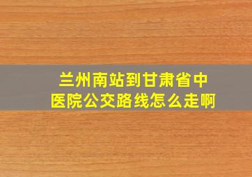 兰州南站到甘肃省中医院公交路线怎么走啊