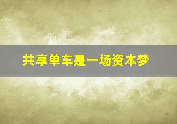 共享单车是一场资本梦