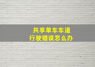 共享单车车道行驶错误怎么办