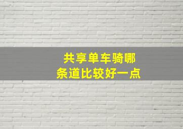 共享单车骑哪条道比较好一点