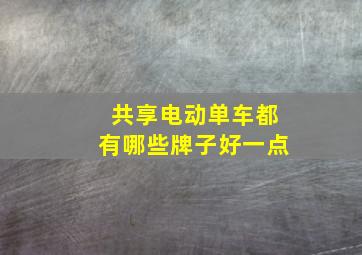 共享电动单车都有哪些牌子好一点