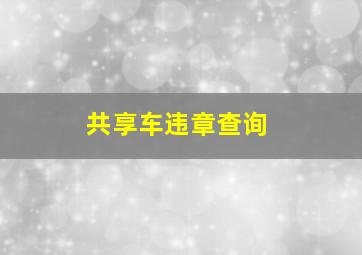 共享车违章查询