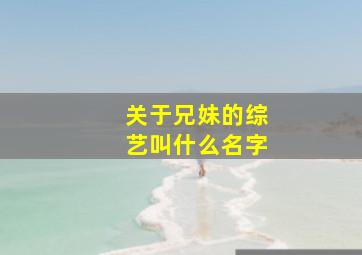 关于兄妹的综艺叫什么名字