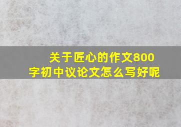 关于匠心的作文800字初中议论文怎么写好呢