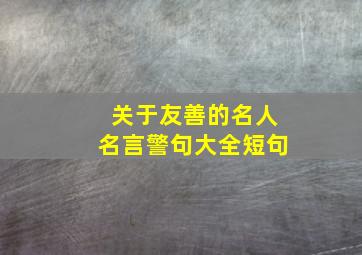 关于友善的名人名言警句大全短句