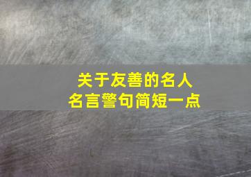 关于友善的名人名言警句简短一点