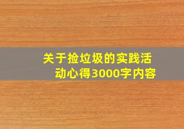 关于捡垃圾的实践活动心得3000字内容