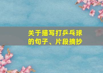 关于描写打乒乓球的句子、片段摘抄