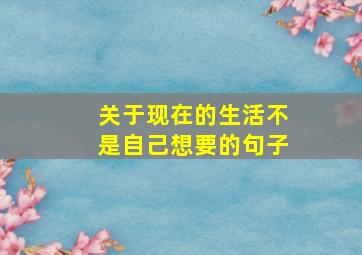 关于现在的生活不是自己想要的句子