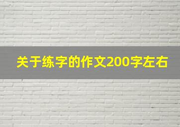 关于练字的作文200字左右