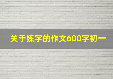 关于练字的作文600字初一