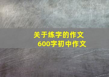 关于练字的作文600字初中作文