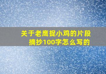 关于老鹰捉小鸡的片段摘抄100字怎么写的