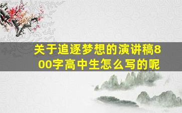 关于追逐梦想的演讲稿800字高中生怎么写的呢