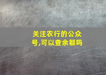 关注农行的公众号,可以查余额吗