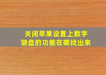 关闭苹果设置上数字键盘的功能在哪找出来