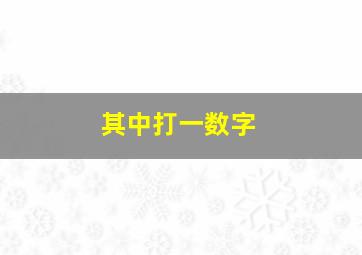 其中打一数字