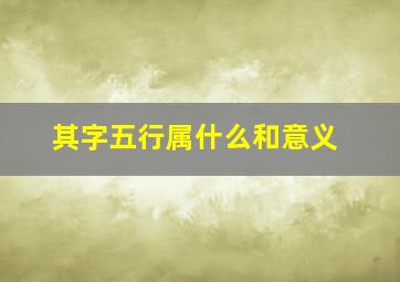 其字五行属什么和意义