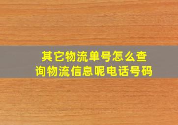 其它物流单号怎么查询物流信息呢电话号码