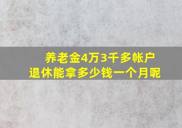 养老金4万3千多帐户退休能拿多少钱一个月呢