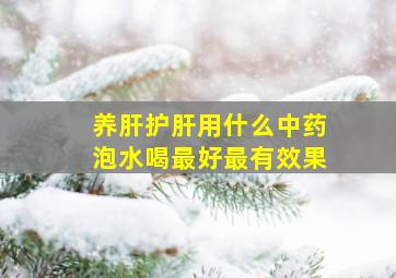 养肝护肝用什么中药泡水喝最好最有效果