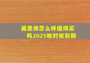 冀惠保怎么样值得买吗2025啥时候到期