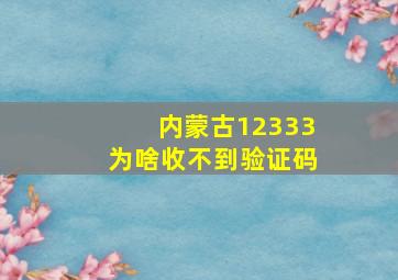 内蒙古12333为啥收不到验证码