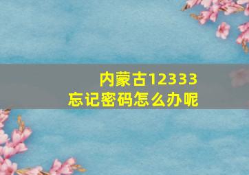 内蒙古12333忘记密码怎么办呢