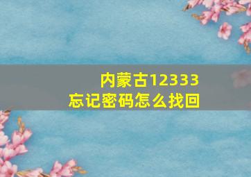 内蒙古12333忘记密码怎么找回