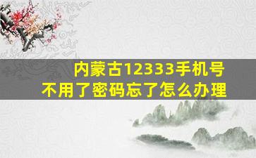 内蒙古12333手机号不用了密码忘了怎么办理