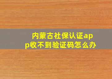 内蒙古社保认证app收不到验证码怎么办