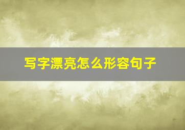 写字漂亮怎么形容句子