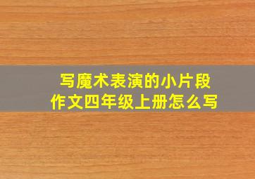 写魔术表演的小片段作文四年级上册怎么写