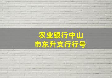 农业银行中山市东升支行行号