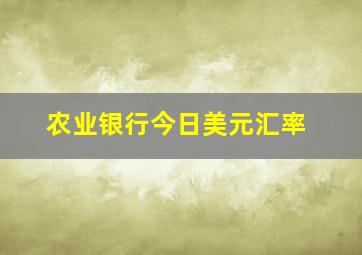 农业银行今日美元汇率