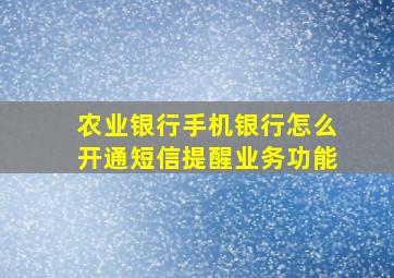 农业银行手机银行怎么开通短信提醒业务功能