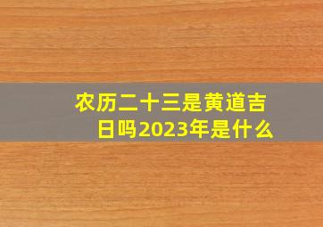 农历二十三是黄道吉日吗2023年是什么