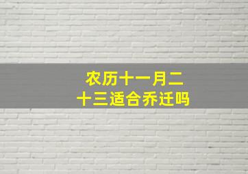 农历十一月二十三适合乔迁吗