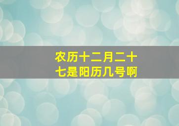 农历十二月二十七是阳历几号啊