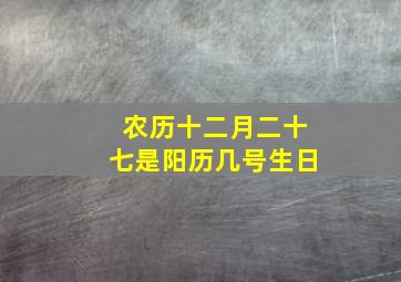 农历十二月二十七是阳历几号生日