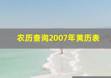 农历查询2007年黄历表